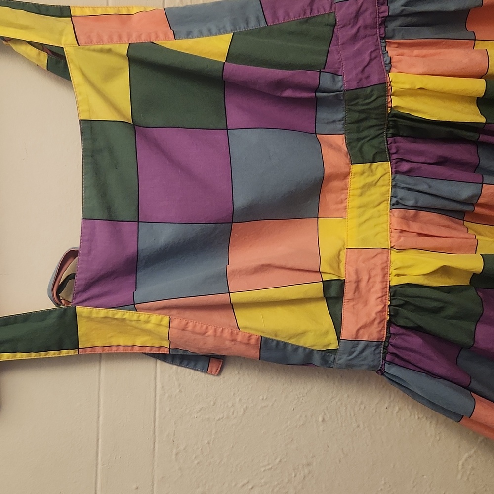 Colorblock Patchwork Pinafore Dress in Yellow, Purple, Pink, Green - Picture 3 of 5